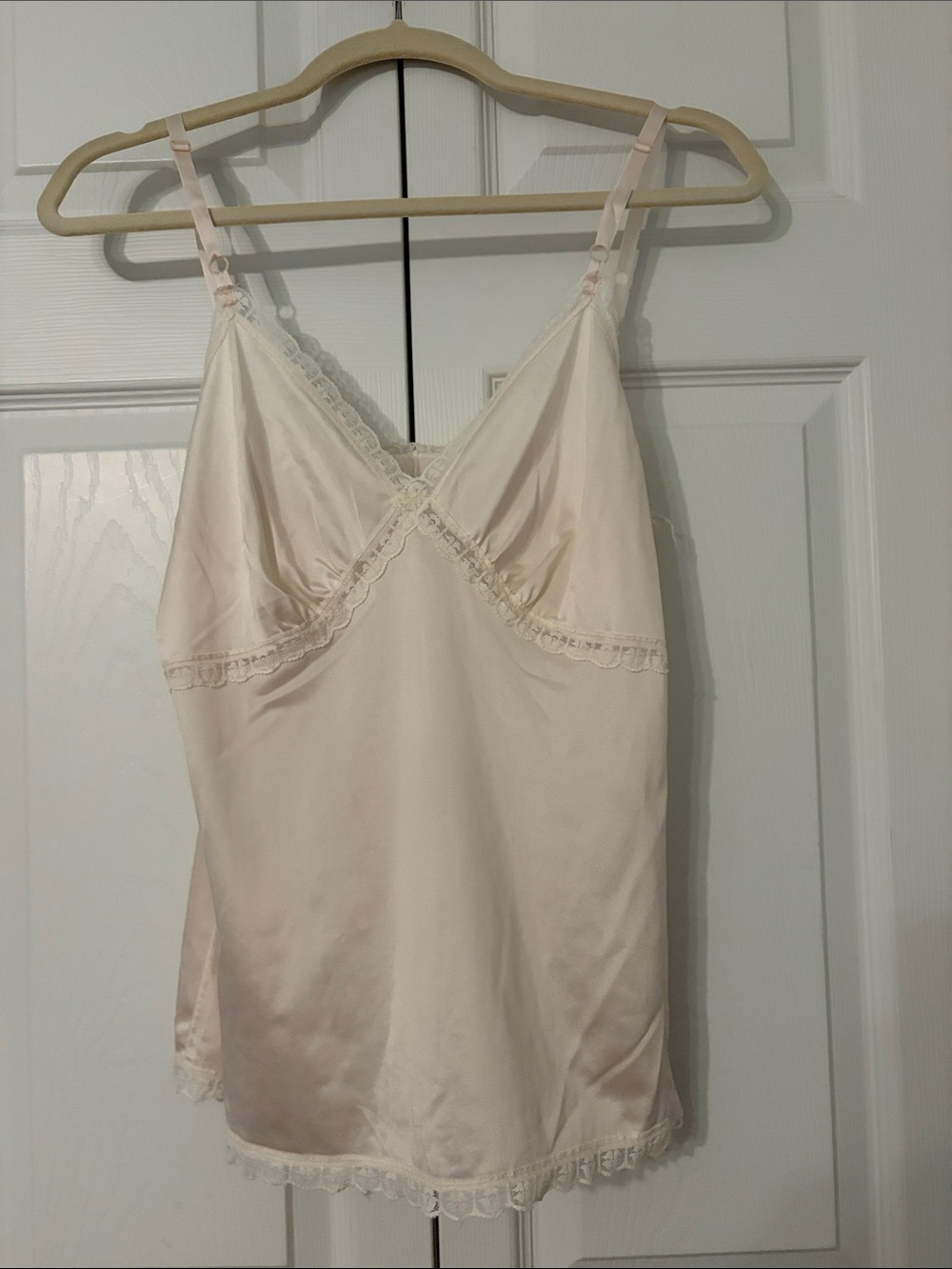 Camisole Satin Lace Trim Vintage Cream Sexy Size 36